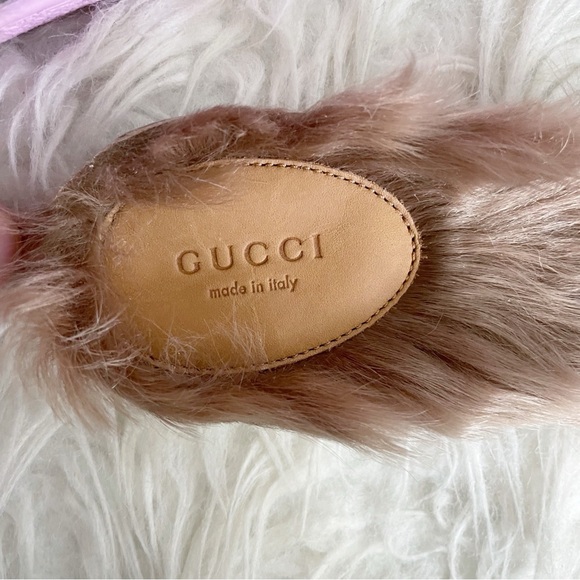 Gucci Ace Fur Lined Sneaker Pink Leather Web Bee NEW size 37 - Picture 10 of 15